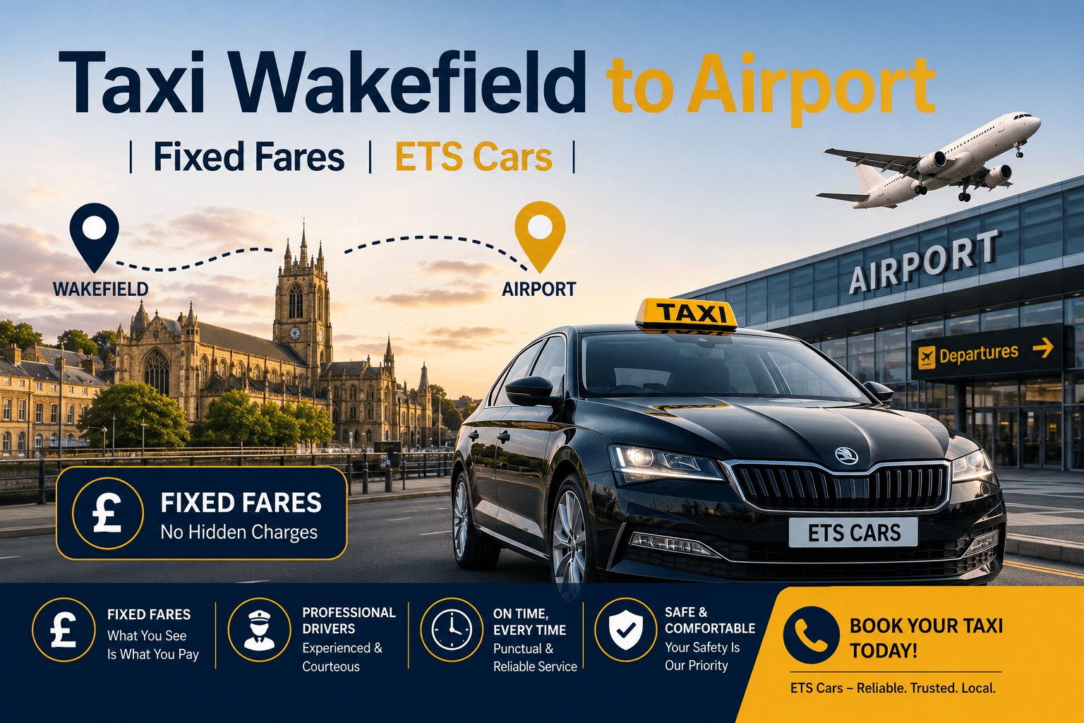 Taxi Wakefield to Airport | Fixed Fares | ETS Cars