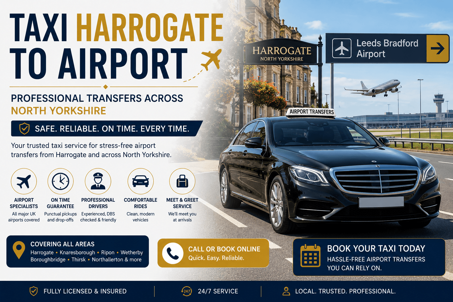 Taxi Harrogate to Airport – Professional Transfers Across North Yorkshire