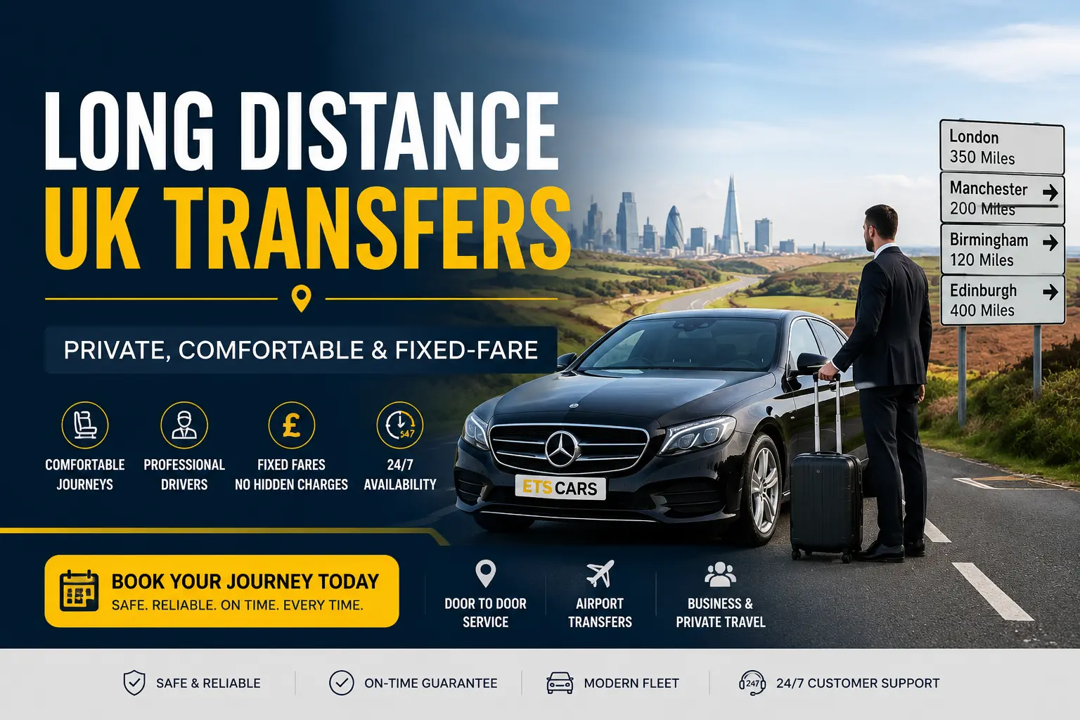 Long Distance UK Transfers — Private, Comfortable & Fixed-Fare